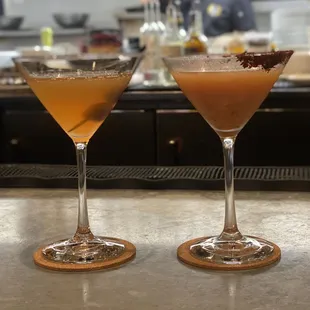 Burnt orange Manhattan and tamarind margarita