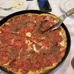 Meat Lovers Deep Dish Pizza