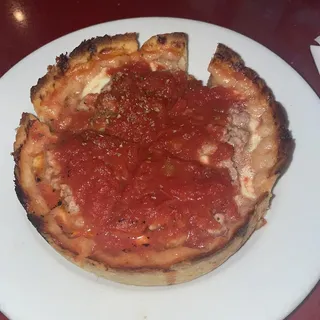 Cheese and Sausage Deep Dish Pizza