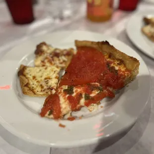 a slice of pizza on a plate