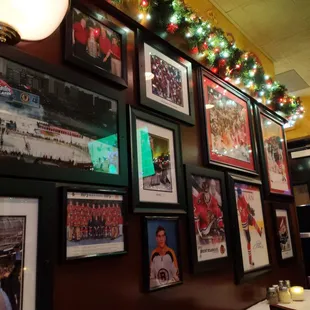 Walls are covered in Chicago sports memorabilia