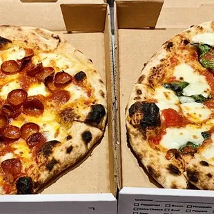 Pepperoni (L) and Margherita Pizza (R)