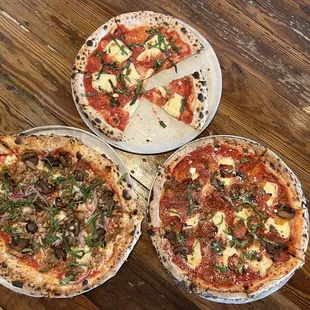 three different pizzas