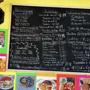 Menu with pricing