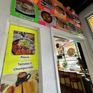 Entrance. Pictures of some menu items.