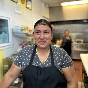 Store owner, kitchen view
