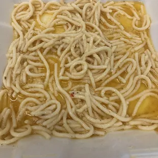 More mushy noodles drowning in butter. Nasty.