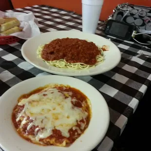 Lasagna and spaghetti