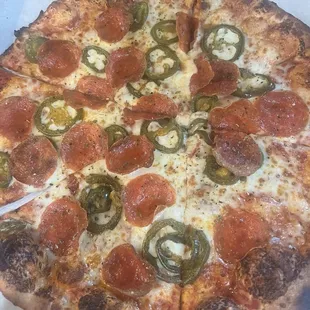 11 in pepperoni and Jalapeño.