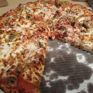 Large deep dish Lobo after I already tore into a few slices.