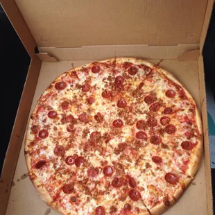 Large pepperoni and sausage