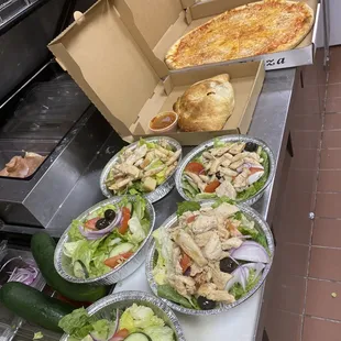 Salad and pizza