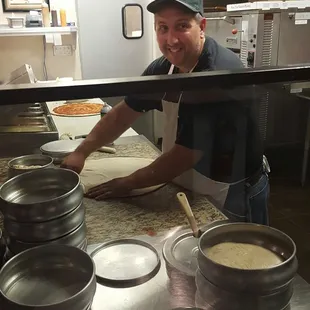 Owner, Phil making a pizza!