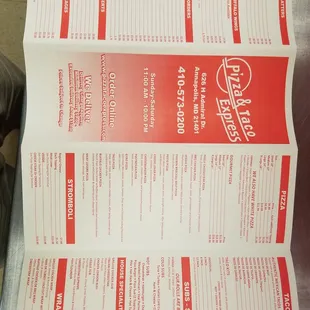 Under new management, here is page 1 of the new and expanded menu