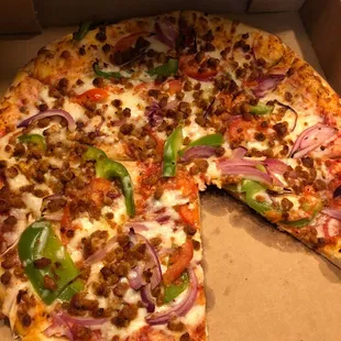 Chorizo pizza...chorizo tastes more like bland sausage.  Not good.