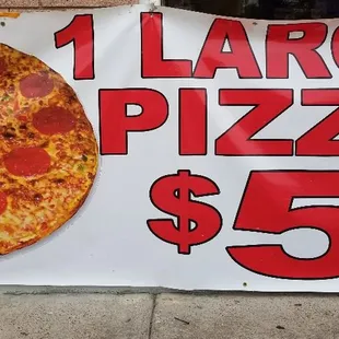 1 large pizza 1 topping $5.99
