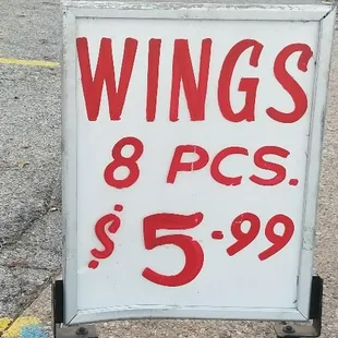 Wings 8 piece $5.99