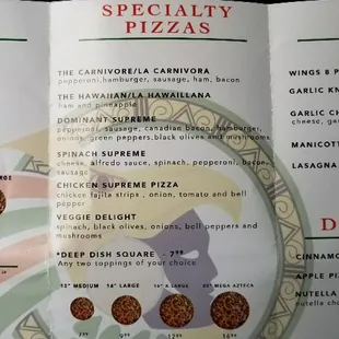 menu