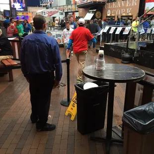 Bouncer took our table to set down his cups.