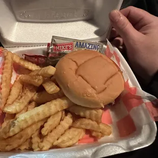 Bacon cheeseburger n crinkle fries