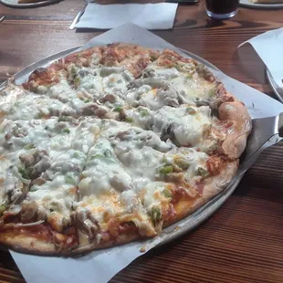 The Barn: pepperoni, sausage, mushrooms, onions, green peppers, mozzarella