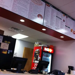 the menu of a fast food restaurant