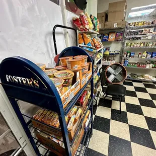 Small section of grocery items for sale