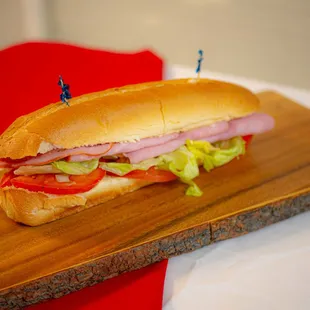 Ham &amp; Cheese Sub American Style: Lettuce, tomatoes, mayo, mustard