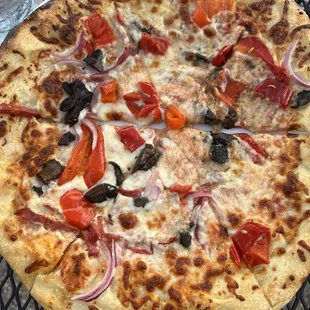 a pizza on a table