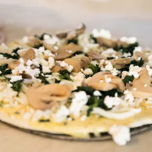 mushroom, cheese, and spinach