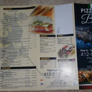 a menu for a restaurant