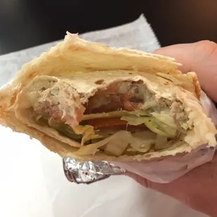 This is what a $9.62 Tuna Wrap gets you here.  Basically light your money on fire. Terrible!