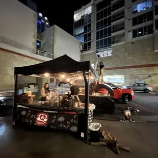 a food cart in a parking lot