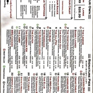 Pizza Boulevard Menu