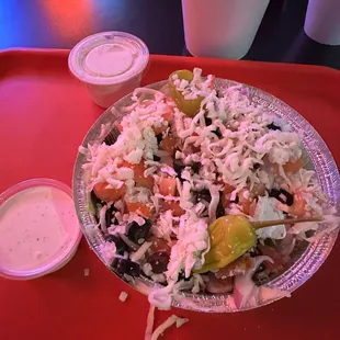 "Small" Dinner salad with homemade ranch.