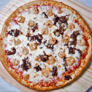 Steak &amp; Shrimp Pizza