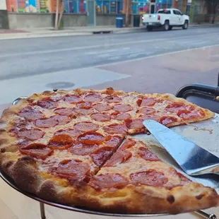 Double pepperoni pizza.