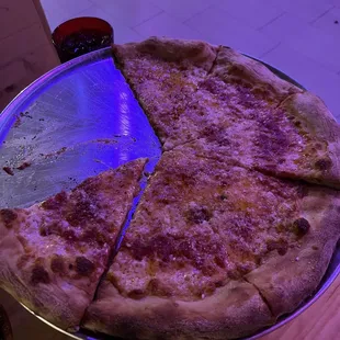 a slice missing from a pizza