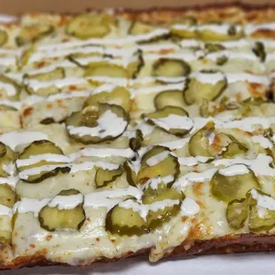 Detroit Deep Dish Dill Pickle Pizza