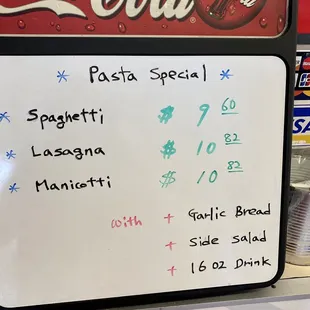 Pasta Specials 2021