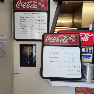 a menu and a menu board