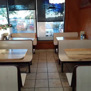 tables and booths in a restaurant