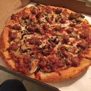 12" deep dish with sausage and mushroom - $11.45 w coupon