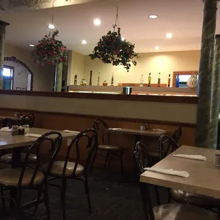 the interior of a pizza restaurant