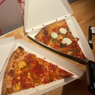two slices of pizza