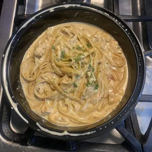 No shrimp and the pasta was old! DONT DINE HERE