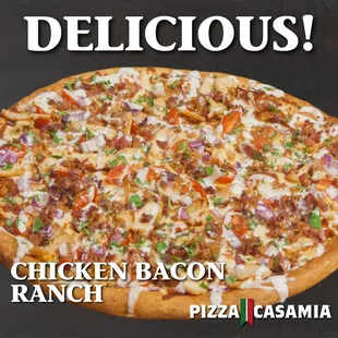 a chicken bacon ranch pizza