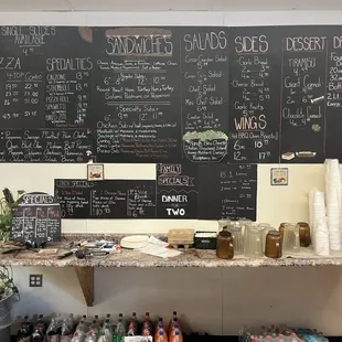 Pizza Castle.  The full menu in chalk.
