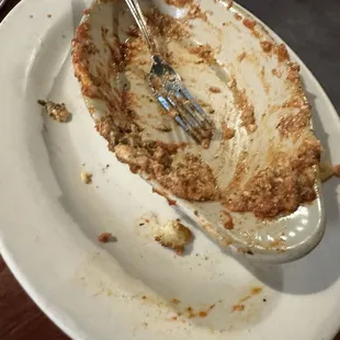 Empty plate of lasagna
