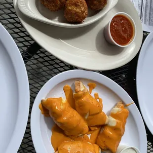 Chicken Buffalo Dippers and Fried Cheese Balls